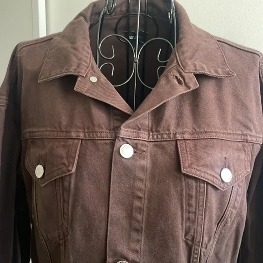 EDWIN Anthropologie SIA Denim Jacket Java XS Scarlet 80s Cropped Sz:XS $218 NWT - Picture 7 of 8